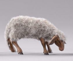 Picture of Grey Sheep with wool cm 14 (5,5 inch) Hannah Alpin dressed Nativity Scene in Val Gardena wood