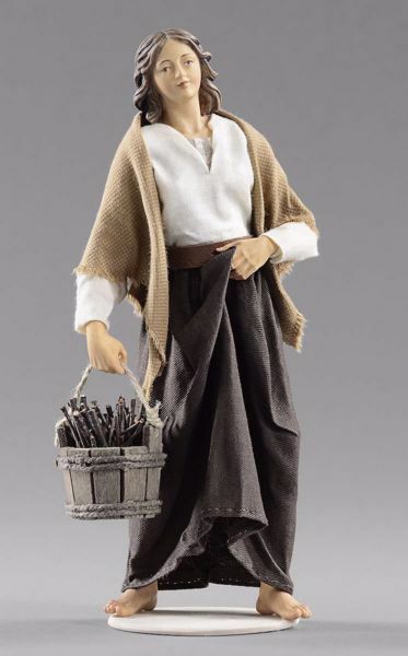 Picture of Woman with wood cm 14 (5,5 inch) Hannah Alpin dressed nativity scene Val Gardena wood statue fabric dresses