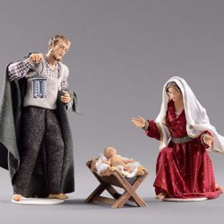 Picture of Holy Family (3) Group 3 pieces cm 40 (15,7 inch) Hannah Alpin dressed nativity scene Val Gardena wood statue fabric dresses