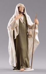Imagen de Pastor con bastón cm 14 (5,5 inch) Pesebre vestido Hannah Orient estatua en madera Val Gardena con trajes de tela