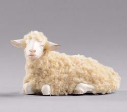 Imagen de Oveja con lana acostada cm 14 (5,5 inch) Pesebre vestido Hannah Orient en madera Val Gardena