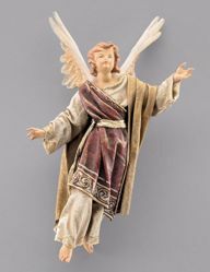 Picture of Glory Angel to hang up cm 14 (5,5 inch) Immanuel dressed Nativity Scene oriental style Val Gardena wood statue fabric clothes