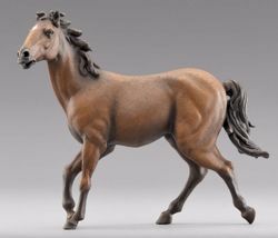Immagine di Cavallo marrone che corre cm 20 (7,9 inch) Presepe vestito Hannah Alpin Statua in legno Val Gardena