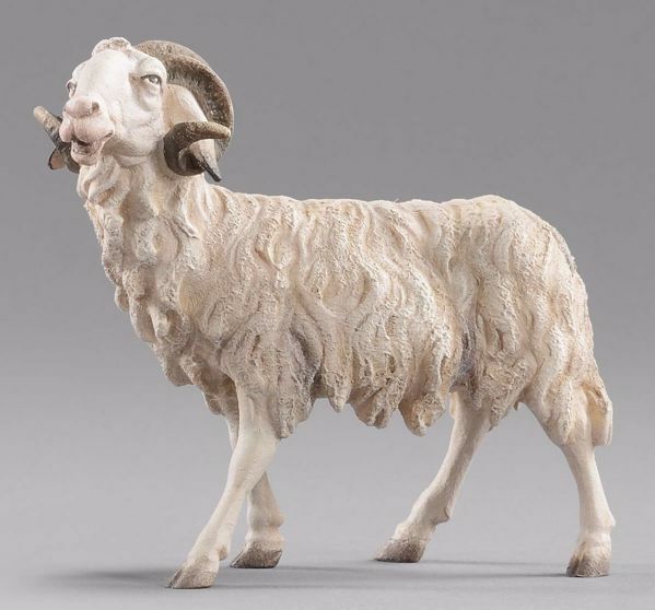 Immagine di Montone in piedi Presepe Hannah Alpin 20 cm tirolese legno e stoffa