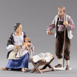 Picture of Holy Family (4) Group 3 pieces cm 20 (7,9 inch) Hannah Alpin dressed nativity scene Val Gardena wood statue fabric dresses
