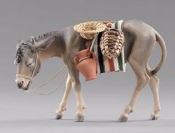 Picture of Donkey with baskets and jug cm 20 (7,9 inch) Hannah Orient dressed Nativity Scene in Val Gardena wood