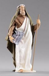 Picture of Shepherd with bag and stick cm 20 (7,9 inch) Hannah Orient dressed nativity scene Val Gardena wood statue with fabric dresses 