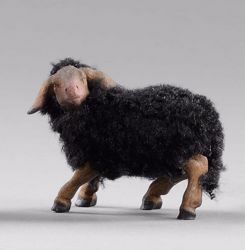 Picture of Black Lamb with wool cm 30 (11,8 inch) Hannah Orient dressed Nativity Scene in Val Gardena wood