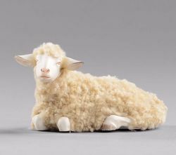 Picture of Sheep with wool lying cm 30 (11,8 inch) Hannah Orient dressed Nativity Scene in Val Gardena wood