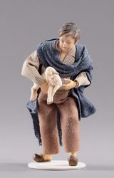 Imagen de Niño con cordero cm 30 (11,8 inch) Pesebre vestido Hannah Alpin estatua en madera Val Gardena trajes de tela