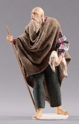 Imagen de Pastor anciano con cordero cm 30 (11,8 inch) Pesebre vestido Hannah Alpin estatua en madera Val Gardena trajes de tela
