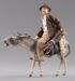 Picture of Shepherd on donkey with wood cm 30 (11,8 inch) Hannah Alpin dressed nativity scene Val Gardena wood statue fabric dresses