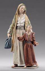 Imagen de Madre con Niño cm 30 (11,8 inch) Pesebre vestido Immanuel estilo oriental estatua en madera Val Gardena trajes de tela