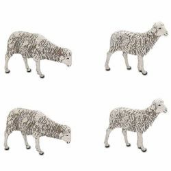 Picture of 4 Sheep Set cm 12 (4,7 inch) Landi Moranduzzo Nativity Scene plastic PVC Statues Neapolitan style 