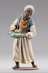 Imagen de Paje de los Reyes Magos cm 14 (5,5 inch) Pesebre vestido Immanuel estilo oriental estatua en madera Val Gardena trajes de tela