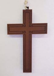 Imagen de Cruz pectoral simple de Madera cm 10x6 (3,9x2,4 in) colgante para Vestido Primera Comunión 