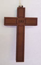 Immagine di Croce pettorale in legno semplice cm 10x6 (3,9x2,4 inch) pendente per Abito Prima Comunione 