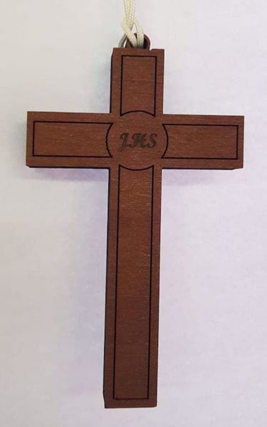 Immagine di Croce pettorale in legno semplice cm 10x6 (3,9x2,4 inch) pendente per Abito Prima Comunione 
