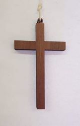 Immagine di Croce pettorale in legno semplice cm 10x6 pendente per Abito Prima Comunione 