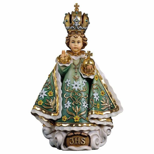 Imagen de Estatua grande Niño Jesús de Praga verde 46 cm madera