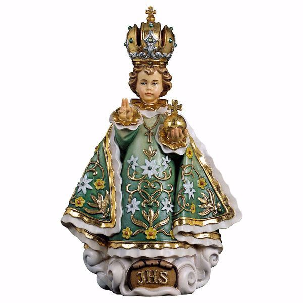Imagen de Niño Jesús de Praga Verde cm 70 (27,6 inch) Estatua pintada al óleo en madera Val Gardena