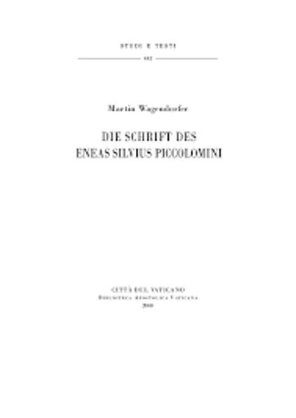 Immagine di Die Schrift des Eneas Silvius Piccolomini Martin Wagendorfer