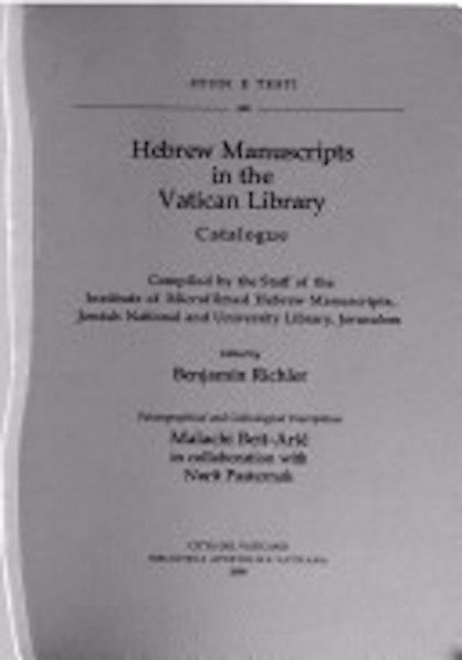 Imagen de Hebrew Manuscripts in the Vatican Library - Catalogue