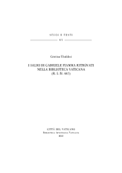 Picture of I salmi di Gabriele Fiamma ritrovati nella Biblioteca Vaticana (R. I. IV. 447) Cristina Ubaldini