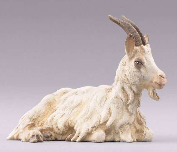 Immagine di Capra sdraiata Presepe fai da te Omobono 12 cm legno