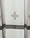 Imagen de A MEDIDA Alba litúrgica cuello cuadrado bordado Gigliuccio directo 6 Cruces mezcla de algodón blanco