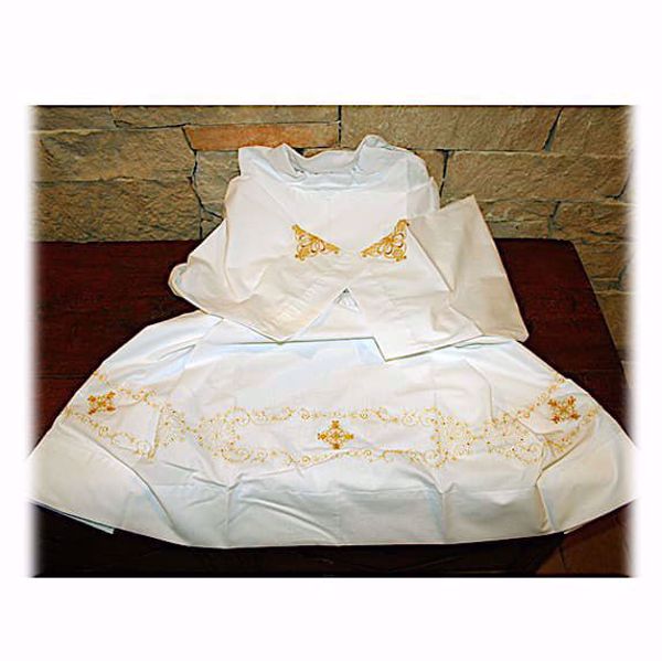 Picture of CUSTOM MADE Cotton-blend Alb vestment gold arabesque embroidery