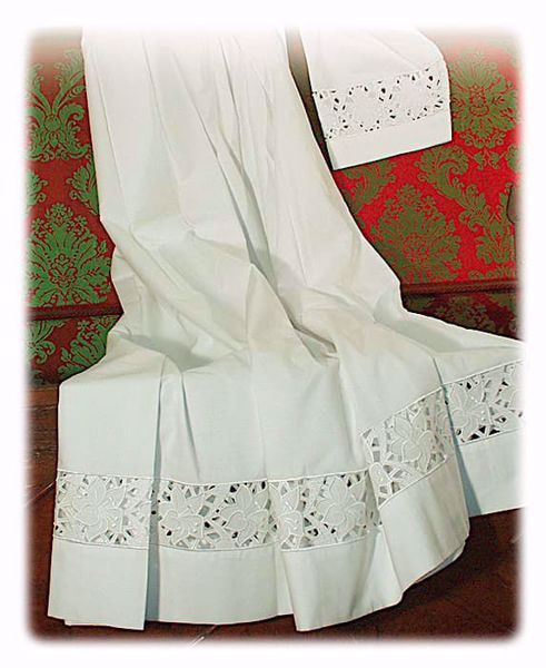 Picture of CUSTOM MADE Cotton-blend catholic Alb hand-carved Lily guipures