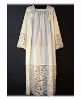 Picture of MADE TO MEASURE Square neck liturgical Surplice with floral embroidery on tulle white pure linen fabric.