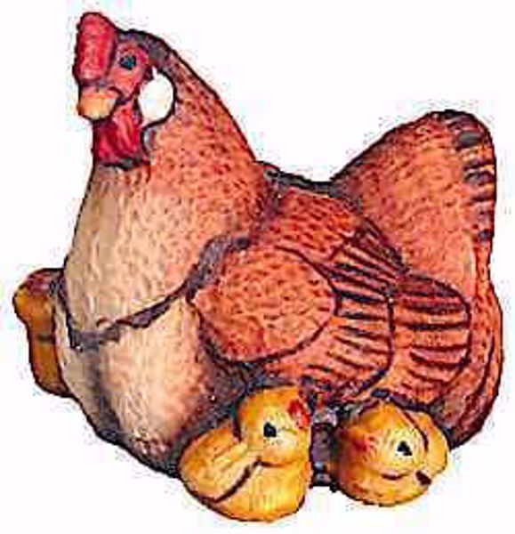 Imagen de Gallina con Pollitos Belén Matteo 8 cm palestino madera pintado al óleo