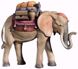 Imagen de Elefante con Silla cm 8 (3,1 inch) Belén Matteo estilo oriental colores al óleo en madera Val Gardena
