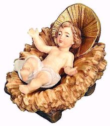 Immagine di Gesù Bambino con Culla separata cm 8 (3,1 inch) Presepe Matteo stile orientale colori ad olio in legno Val Gardena