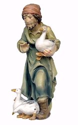 Picture of Shepherd with Ducks cm 8 (3,1 inch) Matteo Nativity Scene Oriental style oil colours Val Gardena wood