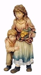 Immagine di Pastorella con Bambino cm 8 (3,1 inch) Presepe Matteo stile orientale colori ad olio in legno Val Gardena