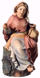 Immagine di Pastorella Seduta cm 8 (3,1 inch) Presepe Matteo stile orientale colori ad olio in legno Val Gardena