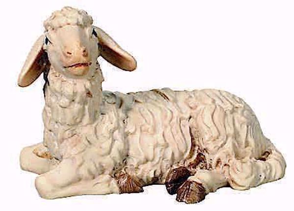 Picture of Lying Sheep cm 8 (3,1 inch) Matteo Nativity Scene Oriental style oil colours Val Gardena wood
