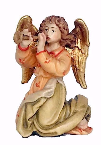 Picture of Angel with Trumpet cm 18 (7,1 inch) Matteo Nativity Scene Oriental style oil colours Val Gardena wood