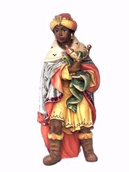 Immagine di Baldassarre Re Magio Moro in piedi cm 56 (22,0 inch) Presepe Matteo stile orientale colori ad olio in legno Val Gardena
