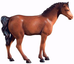 Immagine di Cavallo Bruno cm 12 (4,7 inch) Presepe Matteo stile orientale colori ad olio in legno Val Gardena