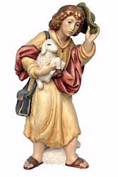 Immagine di Pastore con Pecora e Cappello cm 12 (4,7 inch) Presepe Matteo stile orientale colori ad olio in legno Val Gardena