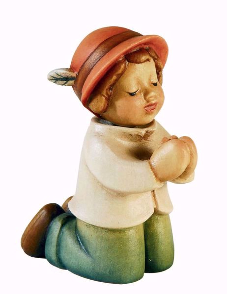 Immagine di Pastore in ginocchio cm 10 (3,9 inch) Presepe Aurora Baby colori ad olio in legno Val Gardena con calamita 