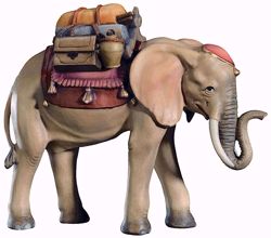 Immagine di Elefante con Sella cm 6 (2,4 inch) Presepe Raffaello stile classico colori ad olio in legno Val Gardena
