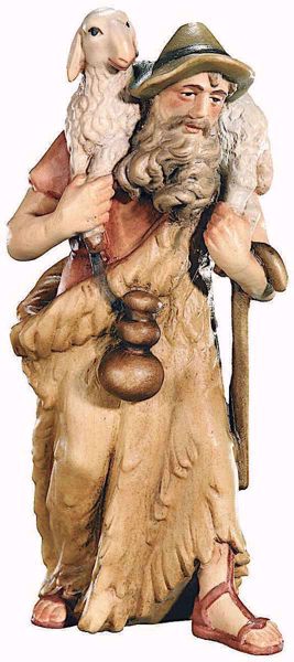 Picture of Shepherd with Sheep cm 6 (2,4 inch) Raffaello Nativity Scene traditional style oil colours Val Gardena wood