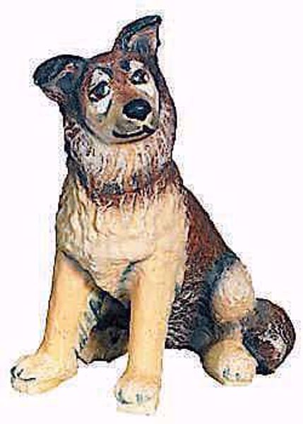 Imagen de Perro Pastor Belén Raffaello 8 cm tradicional madera pintado al óleo