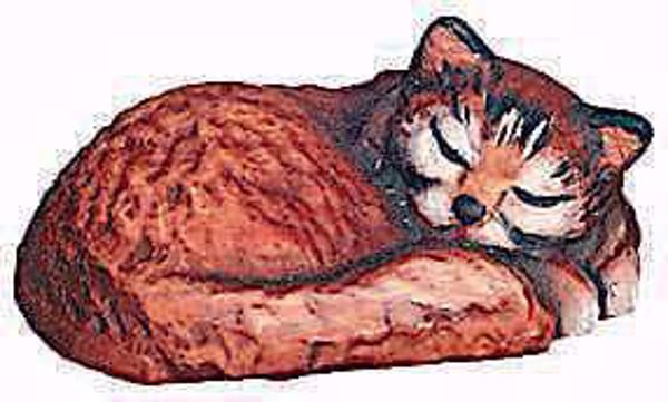 Immagine di Gatto Addormentato cm 8 (3,1 inch) Presepe Raffaello stile classico colori ad olio in legno Val Gardena