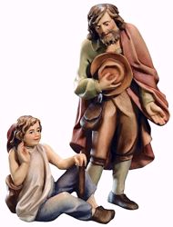 Picture of Shepherd with Boy cm 8 (3,1 inch) Raffaello Nativity Scene traditional style oil colours Val Gardena wood